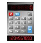 Vector Metal Calculator with Red Digits