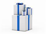 3d gift christmas blue white ribbon surprise