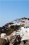 View of town of Thira, Santorini, Greece