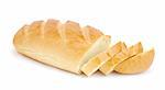 Loaf of bread with slices isolated on white background