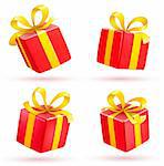 Vektor Abbildung Reihe von glänzenden roten Geschenk-Boxen
