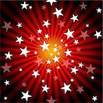 Sun Rays and Stars - Red Abstract Background Illustration, Vector