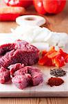 raw ingredients of a hungarian goulash dish