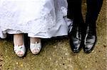 detail of bride and groom feet