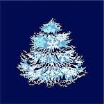 Greeting card with Christmas tree made of snowflakes