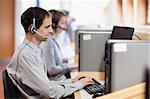 Customer assistant working in a call center