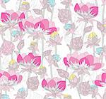 Seamless pink pattern with flowers. Floral background .