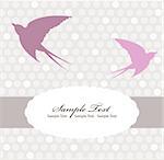 Cute colorful swallow background birthday card or invitation. Suitable for baby or children.