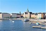Stockholm, Old Town.  The harbor and the area Kornhamnstorg in a sunny summer evening