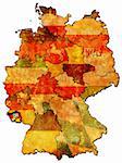 Saarland on old administration map of german provinces (states) with clipping path