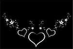 Nice background with white hearts on black background