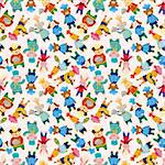 cartoon animal chef seamless pattern