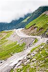 Zigzag road in mountains, Himalayas, Rohtang Pass, North India