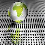Realistic metallic green globe on chrome grid (EPS10 - Gradient, Transparency, Mesh)