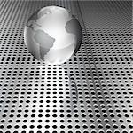 Realistic metallic globe on chrome grid (EPS10 - Gradient, Transparency, Mesh)