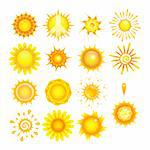 Collection of vector suns for your design that could be used as an icon or any other decorative element