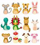 12 animal icon set,Chinese Zodiac animal ,