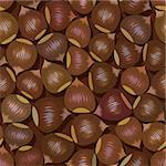 disorderly numerous ripe brown hazelnuts seamless background