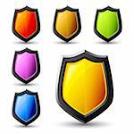 Vector shield icons, colous samples