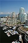 View of the Vancouver waterfront skyline in British Columbia, Canada.