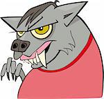 cartoon illustration of funny werewolf