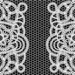 seamless black background with white lace. Vector illustration.