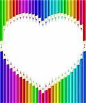 Colored pencils heart shape on white background