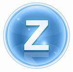 Ice font icon. Letter Z, isolated on white background