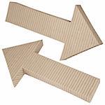 corrugated cardboard arrow pointing upwards and the left and pointing right down