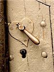 Old heart shaped lock and keyhole close-up