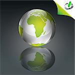 Conceptual green globe with green power icon (EPS10 - Gradient, Transparency, Mesh)