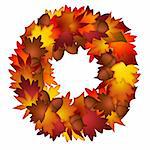 Fall Leaves and Acorns Wreath Isolated on White Background