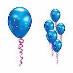 Navy balloons with stars and ribbons. Vector illustration.