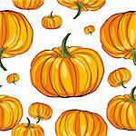 seamless pattern with pumpkins isolated on white, thanksgiving decoration