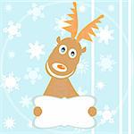 Reindeer Rudolph for merry christmas snowflake vector winter card