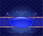 dark blue Christmas card with an oval  vignette