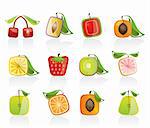 Abstract square fruit icons - vector icon set