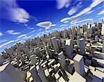 3d city with skyscraper,modern buildings and blue sky