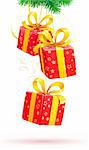 Vector illustration of cool Christmas decorations gift boxes