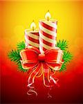 Vector illustration of cool Christmas candles with red bow