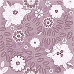 Seamless violet floral pattern with white flowers (vector)