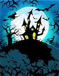 Halloween theme with creepy haunted house