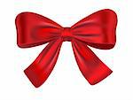 Red satin gift bow isolated on white background. Ribbon. Vector illustration