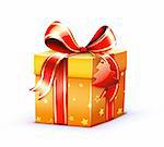 Vector illustration of Christmas shiny red gift box