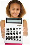 Young Girl Holding Calculator