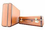 High quality 3d image of  two light brown vintage suitcases