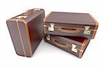 High quality 3d image of  three brown vintage suitcases