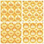 set of 4 cute pumpkins patterns
