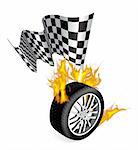 Sports Race Emblems - Tire with checkered flag