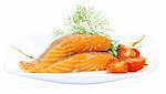 Fresh raw salmon with dill and tomato
